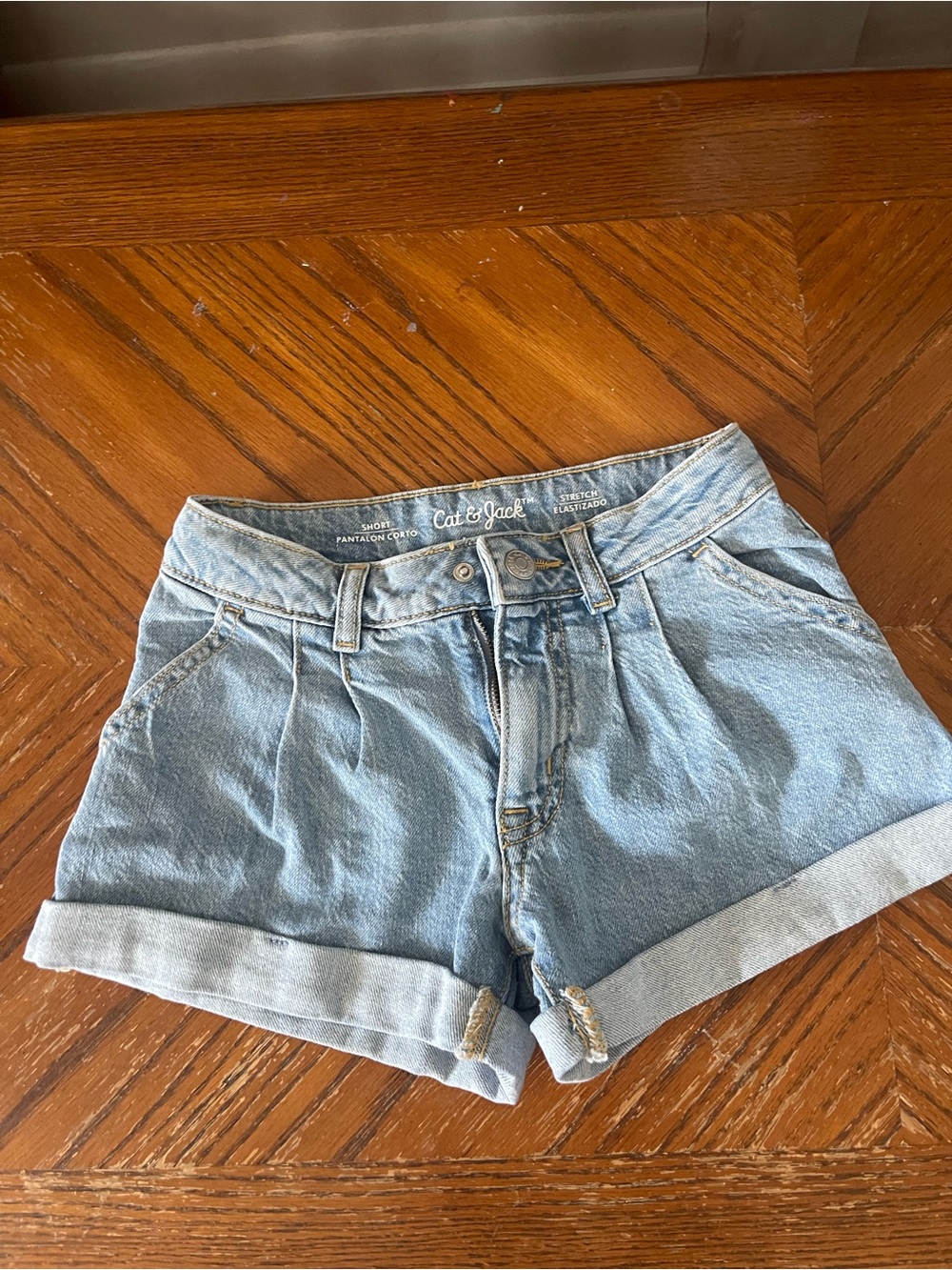 Cat & Jack Light Blue Denim Roll-Cuff Shorts